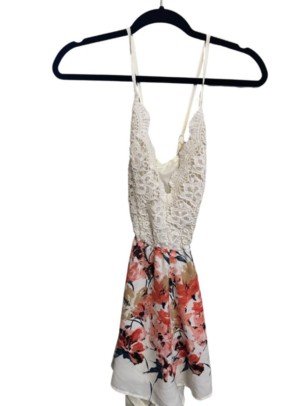 Boho V-Neck Halter Backless Floral Lace Romper